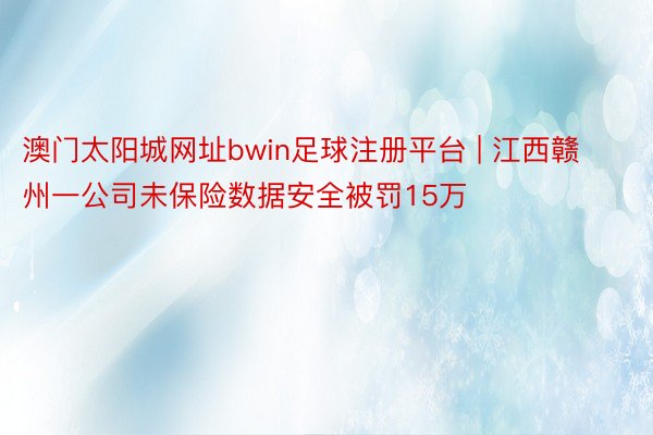 澳门太阳城网址bwin足球注册平台 | 江西赣州一公司未保险数据安全被罚15万