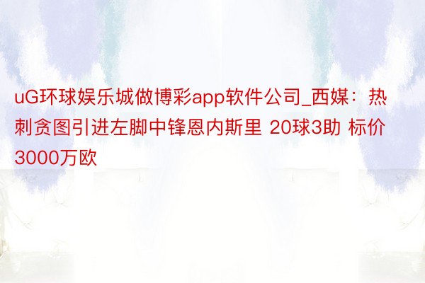 uG环球娱乐城做博彩app软件公司_西媒：热刺贪图引进左脚中锋恩内斯里 20球3助 标价3000万欧