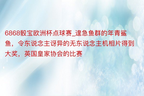 6868骰宝欧洲杯点球赛_遑急鱼群的年青鲨鱼，令东说念主讶异的无东说念主机相片得到大奖，英国皇家协会的比赛